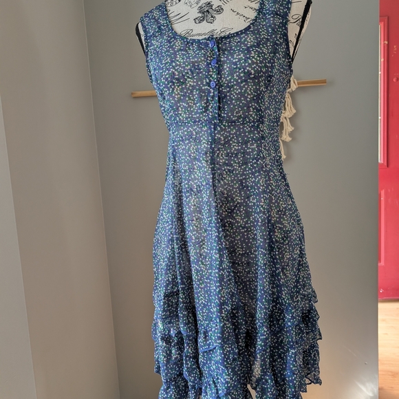 Papillon Blanc Blue Floral Mini Dress - Picture 3 of 7